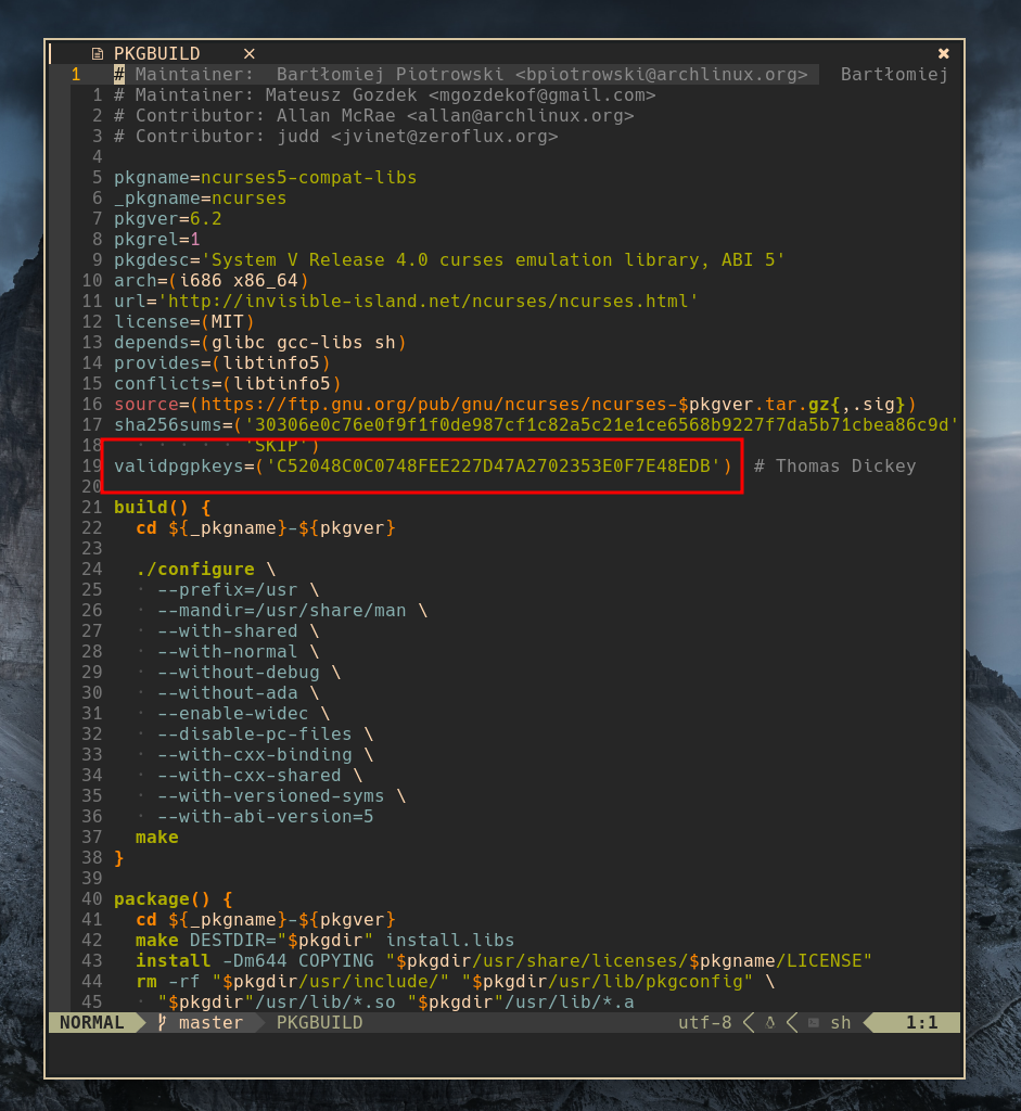 Fixing the PGP signature verification on AUR packages by importing given public key Fixing ERROR: One or more PGP signatures could not be verified by importing given public key