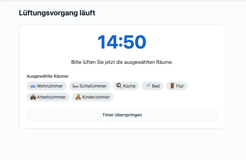 Lüftungsprotokoll Digital Ventilation Timer